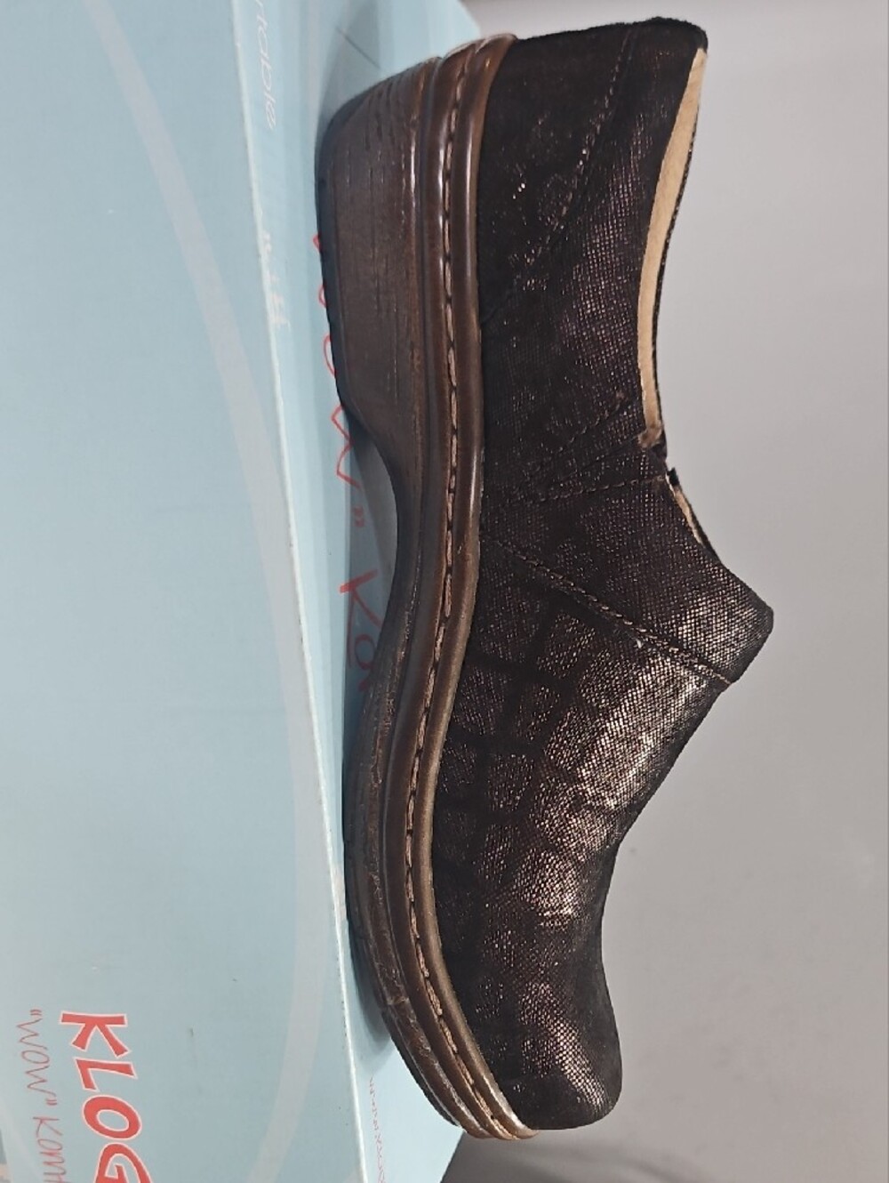 Klogs Womens Slip-On Work Clog in Shimmery Brown Croc - Picture 3 of 4